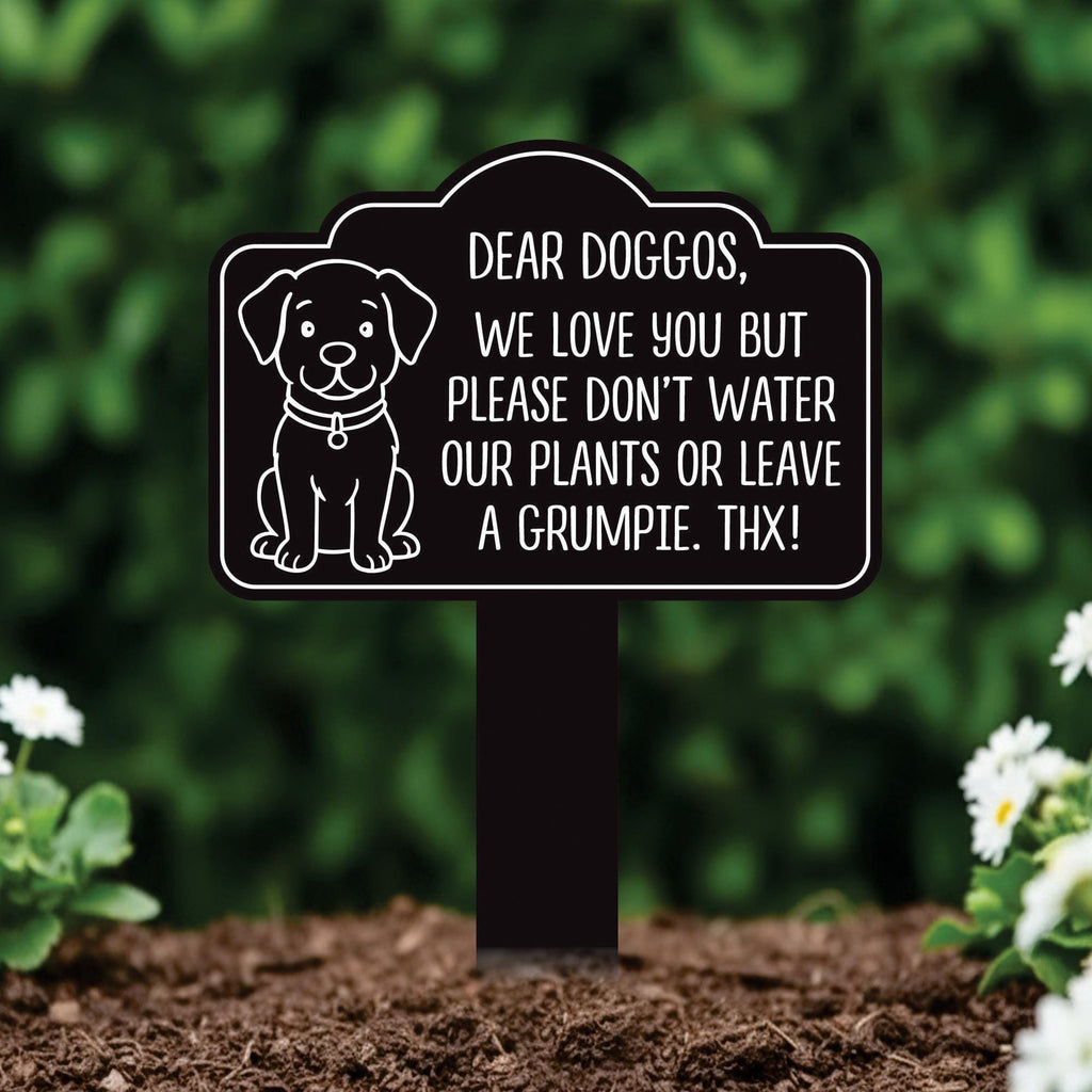 Please Keep Dogs Off Aluminum Yard Sign 10” x 14” - Rust-free Metal Sign for Lawn, Funny No Pooping Dog Yard Sign with Integrated Stake