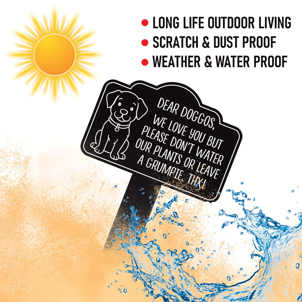 Please Keep Dogs Off Aluminum Yard Sign 10” x 14” - Rust-free Metal Sign for Lawn, Funny No Pooping Dog Yard Sign with Integrated Stake