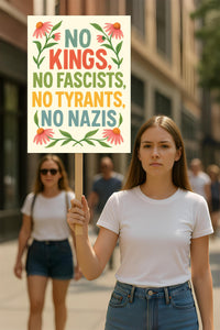 No Kings In America Protest Sign, Anti-Trump Resistance, Democracy Not Oligarchy Political Activist Poster Resist Fascism Rally Sign