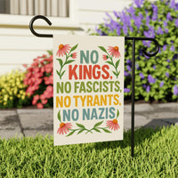 No Kings In America Garden Flag, 12x18 Inch Double Sided, Democracy Not Oligarchy, Anti-Trump Flag, Resist Racism Flag, Resist Fascism Flag