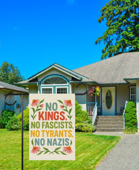 No Kings In America Garden Flag, 12x18 Inch Double Sided, Democracy Not Oligarchy, Anti-Trump Flag, Resist Racism Flag, Resist Fascism Flag