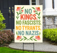 No Kings In America Yard Sign - Democracy Not Oligarchy Lawn Sign, Anti-Trump, Resist Racism, Resist Fascism Yard Sign with Metal H-Stake