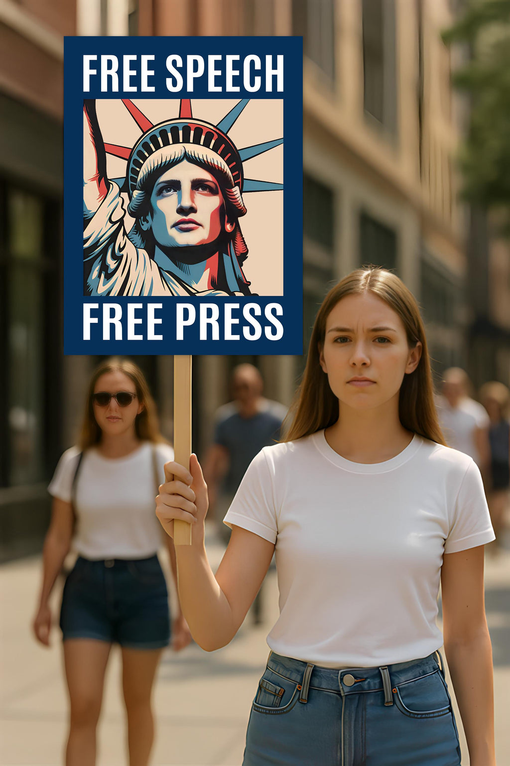 Free Speech Free Press Protect Democracy Protest Sign, Anti-Trump, Political Activist Rally Sign, Resist Racism, Resist Fascism Poster