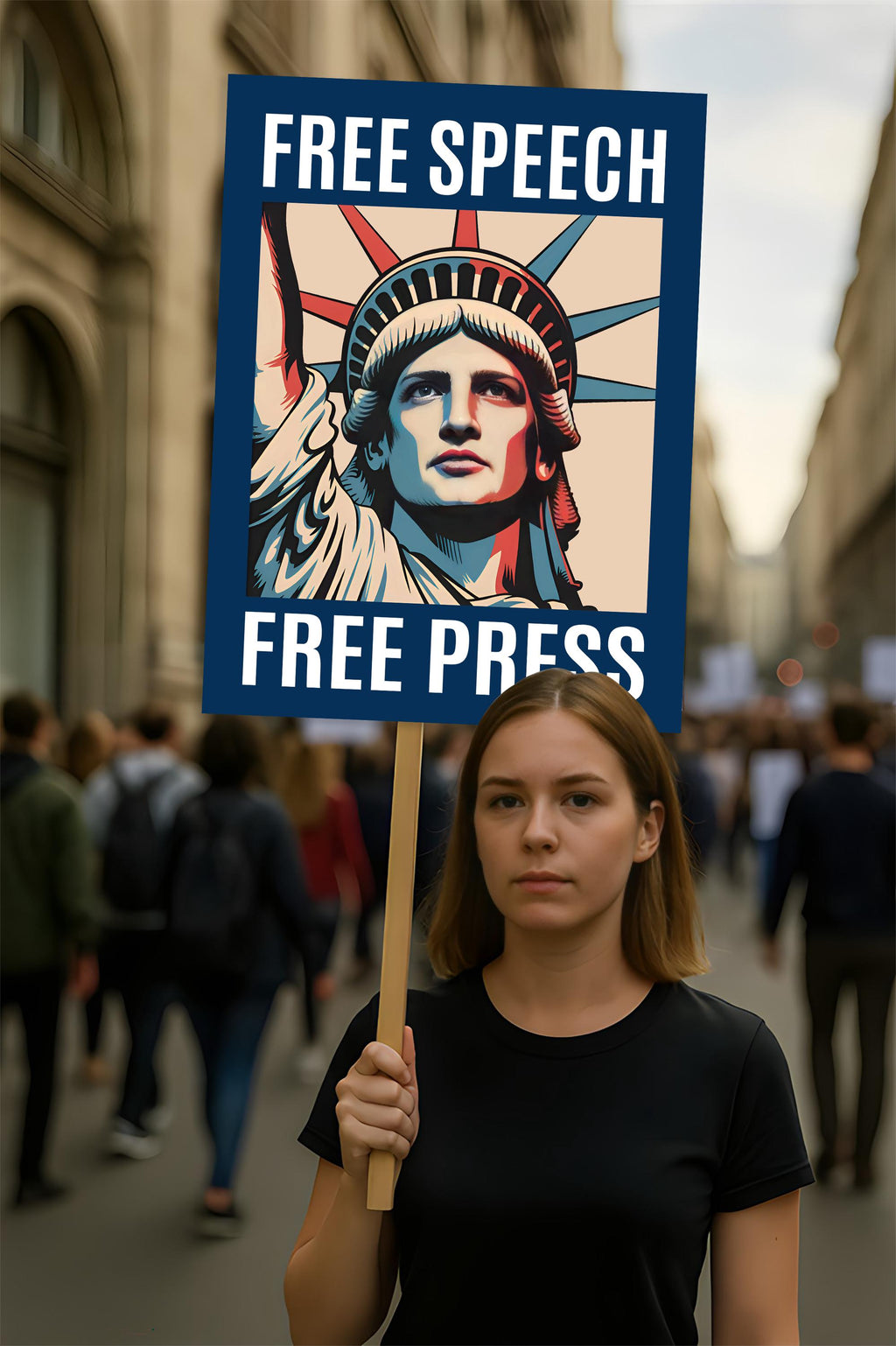 Free Speech Free Press Protect Democracy Protest Sign, Anti-Trump, Political Activist Rally Sign, Resist Racism, Resist Fascism Poster