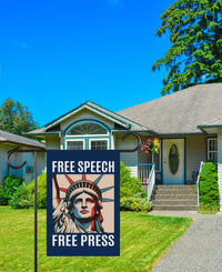 Free Speech Free Press Protect Democracy Garden Flag, Double Sided, Resist Hate, Anti-Trump, Resist Racism, Resist Fascism, Political Flag