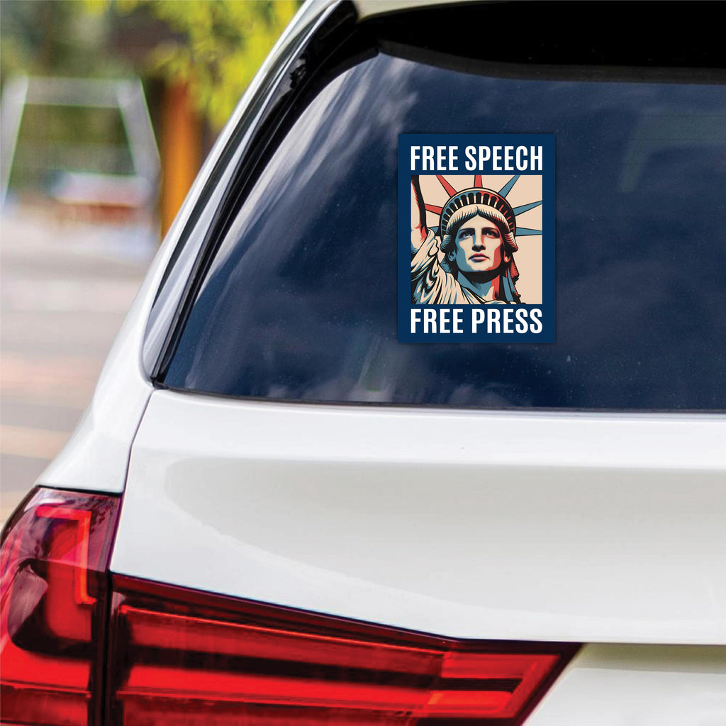 Free Speech Free Press Protect Democracy Protest Vinyl Sticker, Resist Hate Decal, Anti-Trump, Resist Fascism Car Bumper Sticker, 6" x 4.5"