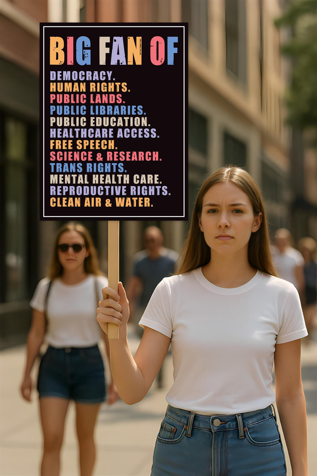 Big Fan of Human Rights, No Kings Protest Sign, Anti-Trump, Political Activist Poster, Rally Sign, Resist Fascism Protest Poster