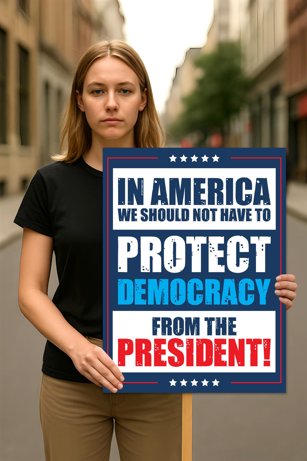 Protect Democracy, No Kings Protest Sign, Anti-Trump, Political Activist Poster, Rally Sign, Resist Fascism Protest Poster