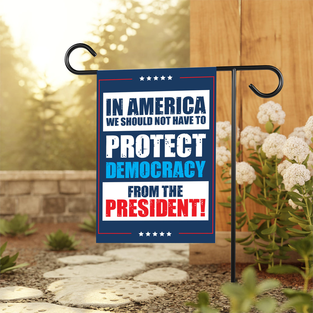 Protect Democracy Garden Flag, 12x18 Inch Double Sided, Anti-Trump, Human Rights Flag, Anti Racism Flag, Anti Fascism Sign