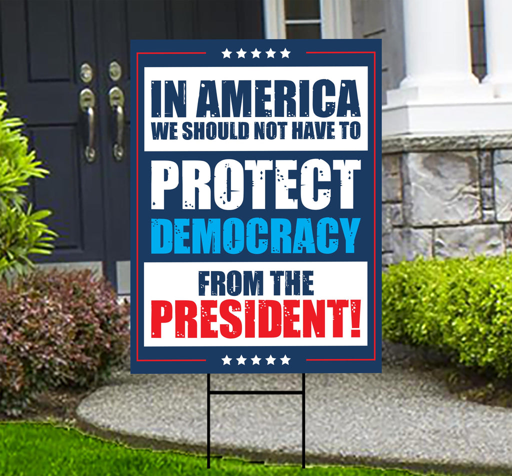 Protect Democracy Yard Sign - Resist Hate Lawn Sign, Anti-Trump Sign, Resist Racism, Resist Fascism Yard Sign with Metal H-Stake