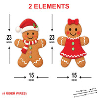 Christmas Gingerbread Boy & Girl Yard Signs, Outdoor Holiday Lawn Decorations with Metal Stakes, Cute Winter Garden Xmas Porch Décor