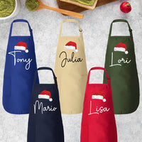 Custom Matching Christmas Apron, Adjustable Neck, Full-Length Personalized Christmas Kitchen Apron with Pockets, Christmas Mom Gift