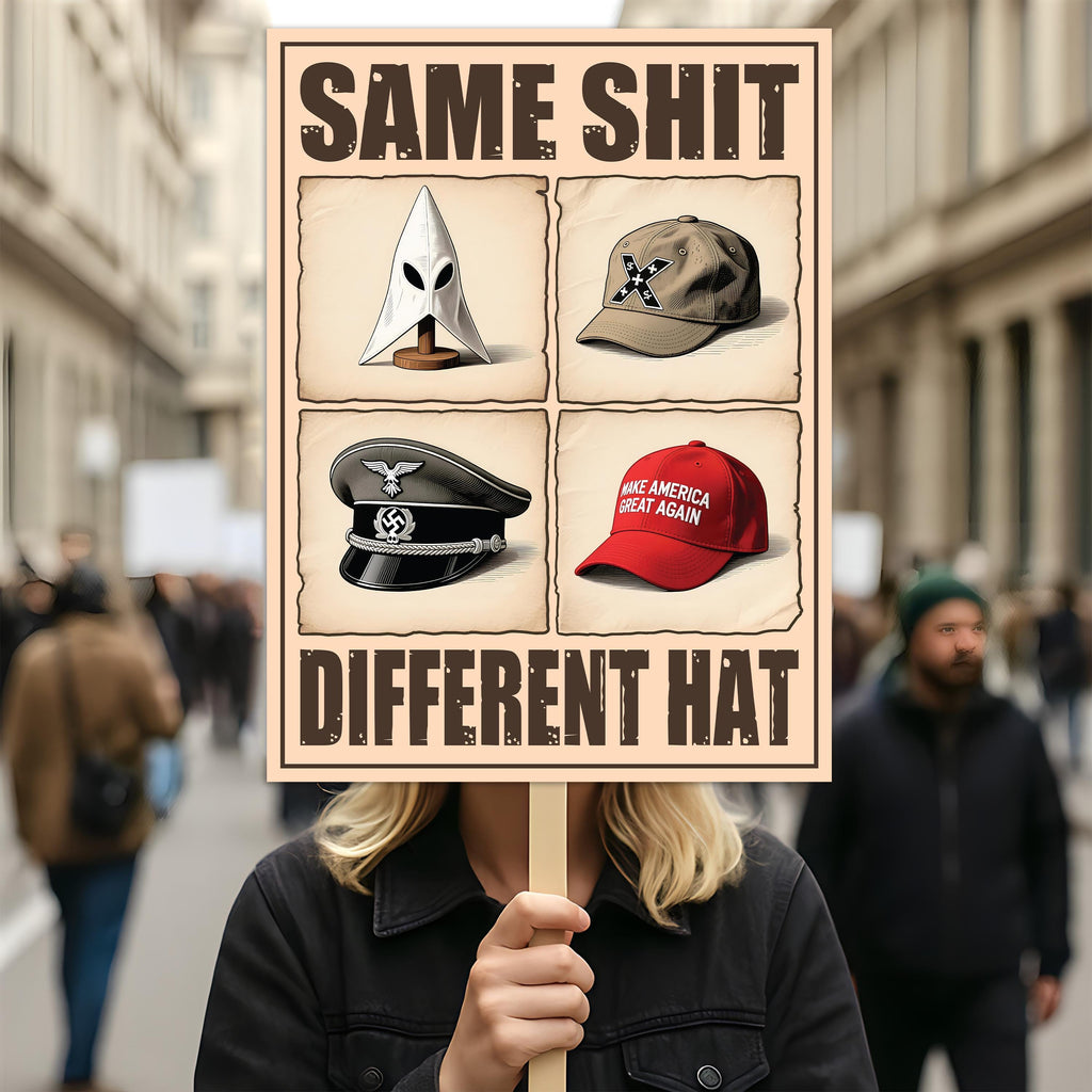 No Kings In America Protest Sign, Anti-Trump, Different Hats, Democracy Not Oligarchy Political Activist Poster Resist Fascism Rally Sign