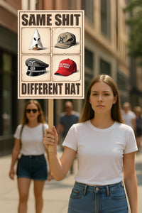 No Kings In America Protest Sign, Anti-Trump, Different Hats, Democracy Not Oligarchy Political Activist Poster Resist Fascism Rally Sign