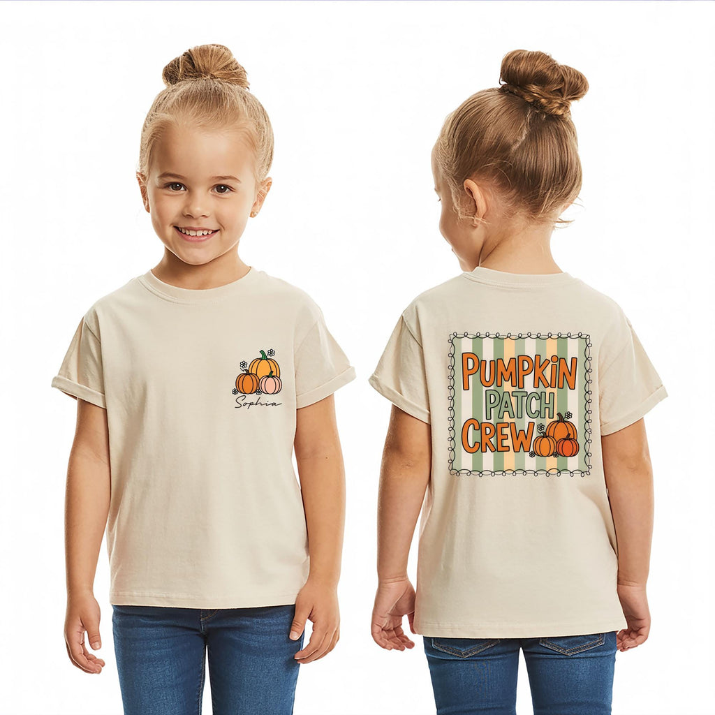 Personalized Pumpkin Patch Crew Shirt, Kids Fall Outfit Shirt, Thanksgiving Shirt, Pumpkin Pie Shirt, Toddler Cute Pumpkin Shirt, Front Back