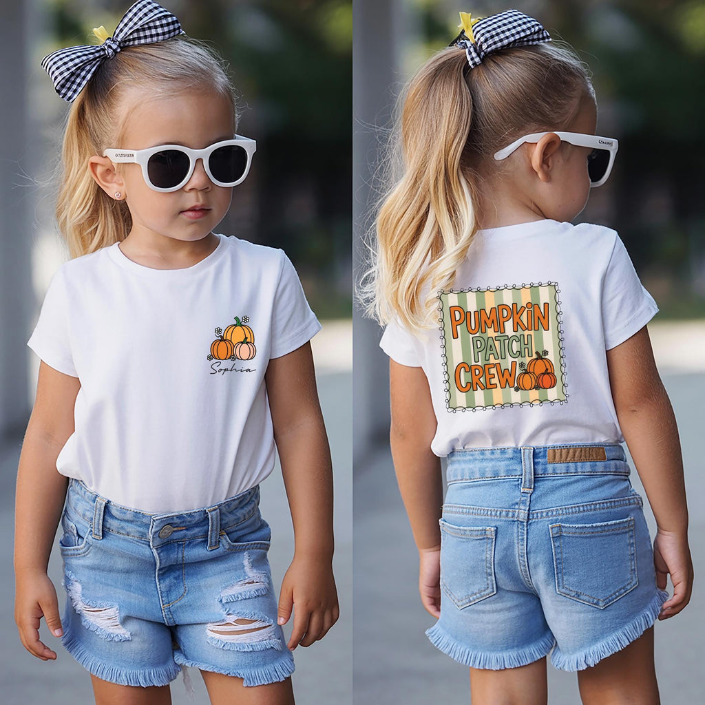 Personalized Pumpkin Patch Crew Shirt, Kids Fall Outfit Shirt, Thanksgiving Shirt, Pumpkin Pie Shirt, Toddler Cute Pumpkin Shirt, Front Back