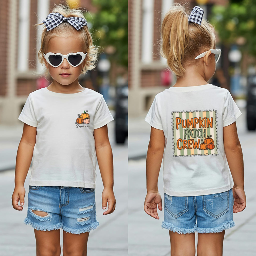 Personalized Pumpkin Patch Crew Shirt, Kids Fall Outfit Shirt, Thanksgiving Shirt, Pumpkin Pie Shirt, Toddler Cute Pumpkin Shirt, Front Back