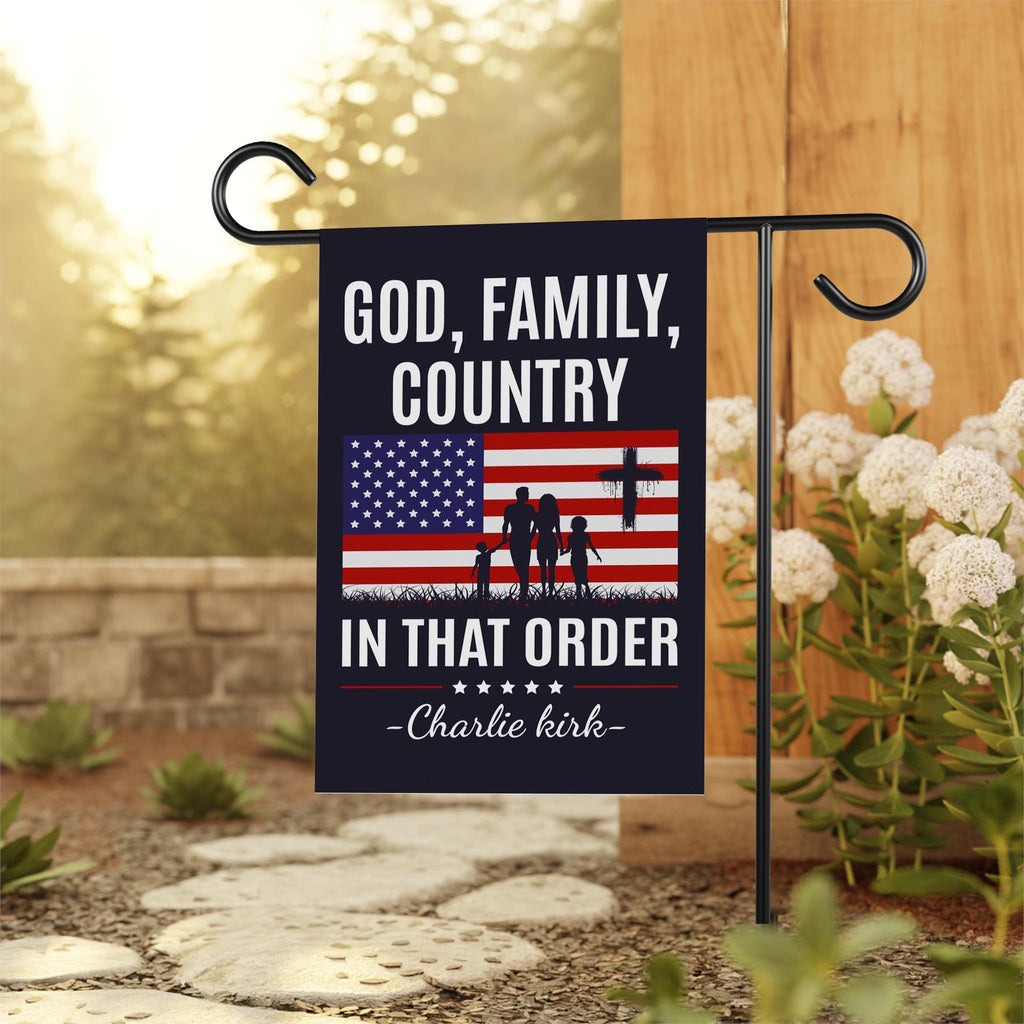 God Family Country Garden Flag, A True Patriot Charlie Kirk Yard Flag, Charlie Kirk Is My Hero Outdoor Flag, Charlie Kirk Freedom Flag