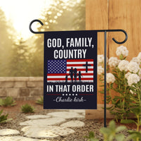 God Family Country Garden Flag, A True Patriot Charlie Kirk Yard Flag, Charlie Kirk Is My Hero Outdoor Flag, Charlie Kirk Freedom Flag