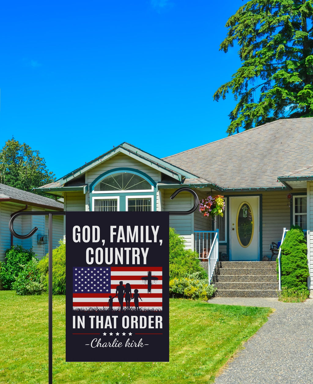 God Family Country Garden Flag, A True Patriot Charlie Kirk Yard Flag, Charlie Kirk Is My Hero Outdoor Flag, Charlie Kirk Freedom Flag