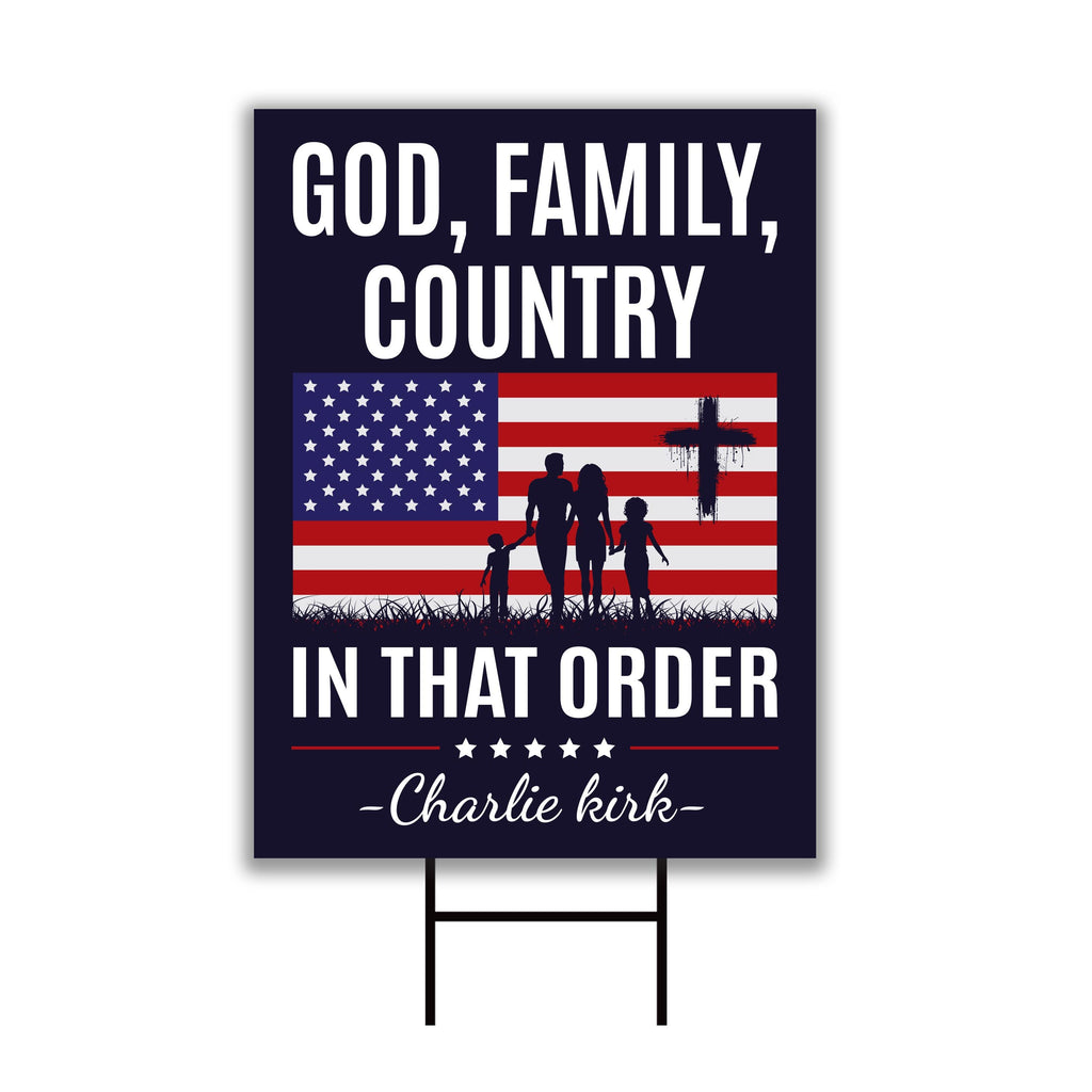 God Family Country Yard Sign, A True Patriot Charlie Kirk Sign, Charlie Kirk Is My Hero Sign, Charlie Kirk Freedom Sign with Metal H-Stake