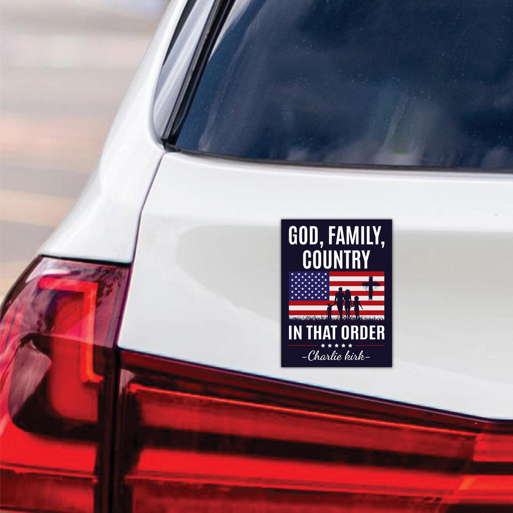 God Family Country Political Protest Magnet, A True Patriot Charlie Kirk, Charlie Kirk Is My Hero, Charlie Kirk Freedom Magnet, 6" x 4.5"