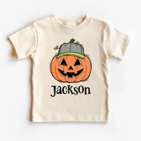 Personalized Kids Halloween Name Shirt, Toddler Boy Girl Halloween Shirt, Custom Name Pumpkin Tee, Kids Fall Shirt for Boys and Girls
