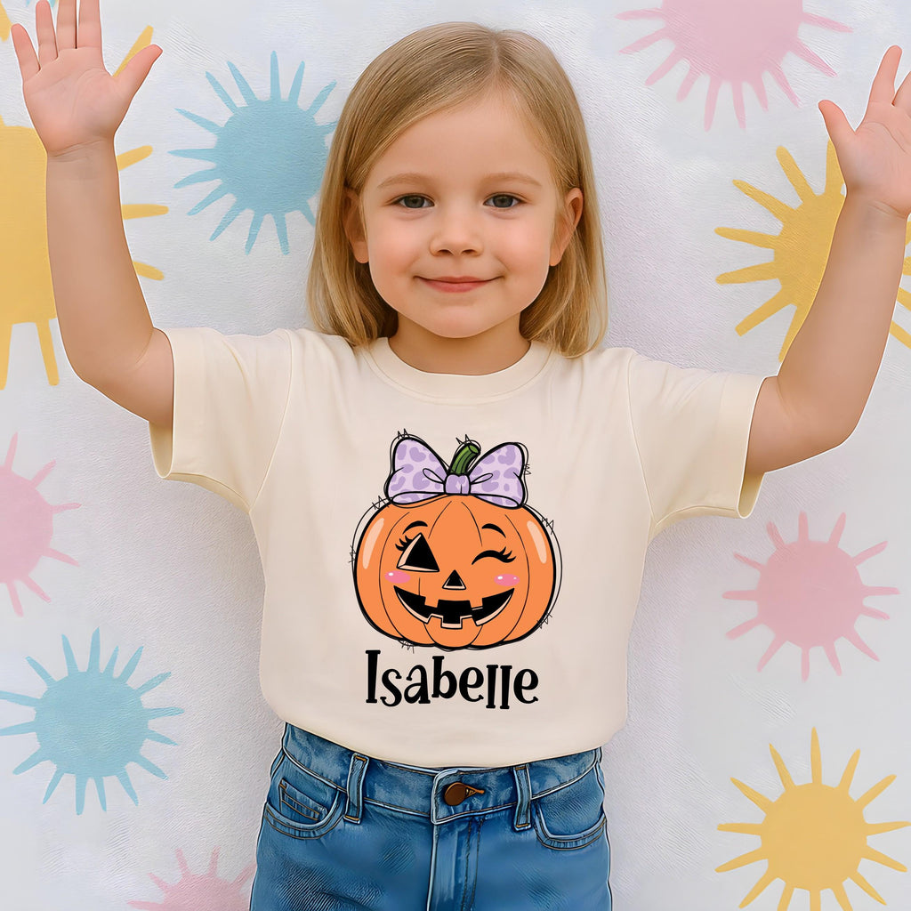 Personalized Kids Halloween Name Shirt, Toddler Boy Girl Halloween Shirt, Custom Name Pumpkin Tee, Kids Fall Shirt for Boys and Girls