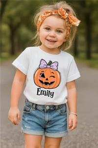 Personalized Kids Halloween Name Shirt, Toddler Boy Girl Halloween Shirt, Custom Name Pumpkin Tee, Kids Fall Shirt for Boys and Girls