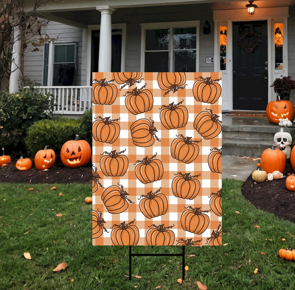 Anti-Trump Autumn Pumpkin Yard Sign, Subtle Political Protest Lawn Sign, Thanksgiving Resist Fascism Harvest Fall Yard Sign with H-Stake