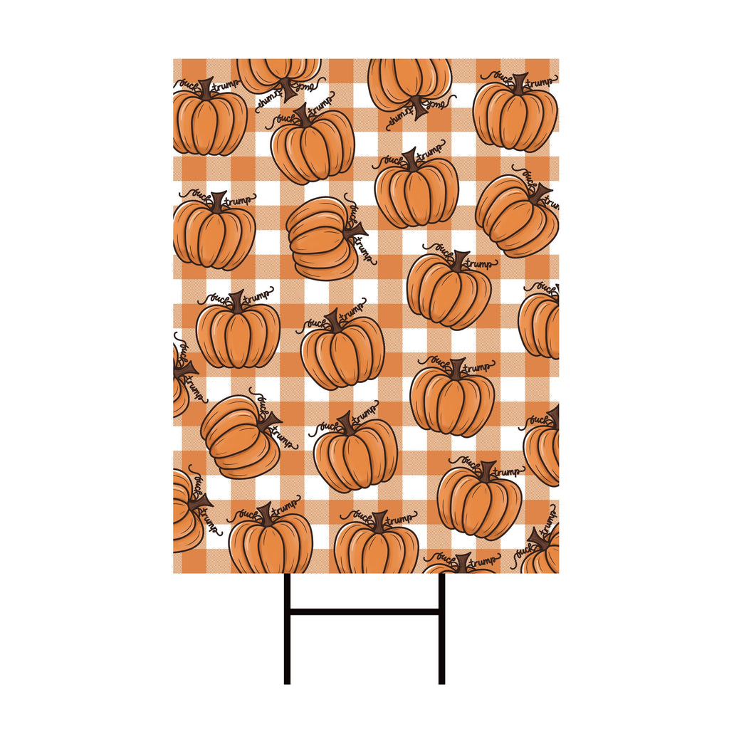 Anti-Trump Autumn Pumpkin Yard Sign, Subtle Political Protest Lawn Sign, Thanksgiving Resist Fascism Harvest Fall Yard Sign with H-Stake