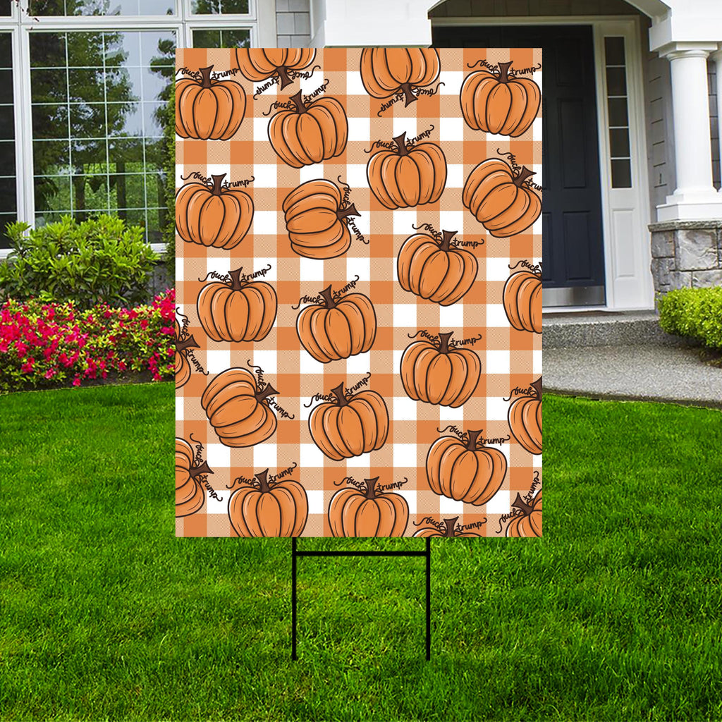 Anti-Trump Autumn Pumpkin Yard Sign, Subtle Political Protest Lawn Sign, Thanksgiving Resist Fascism Harvest Fall Yard Sign with H-Stake