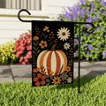 Rustic Pumpkin Garden Flag, Neutral Fall Floral Yard Flag, Autumn Striped Pumpkin Outdoor Decor, Harvest Thanksgiving Welcome Banner
