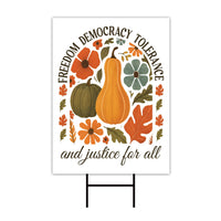 Anti-Trump Autumn Pumpkin Yard Sign, Subtle Political Protest Lawn Sign, Thanksgiving Resist Fascism Harvest Fall Yard Sign with H-Stake