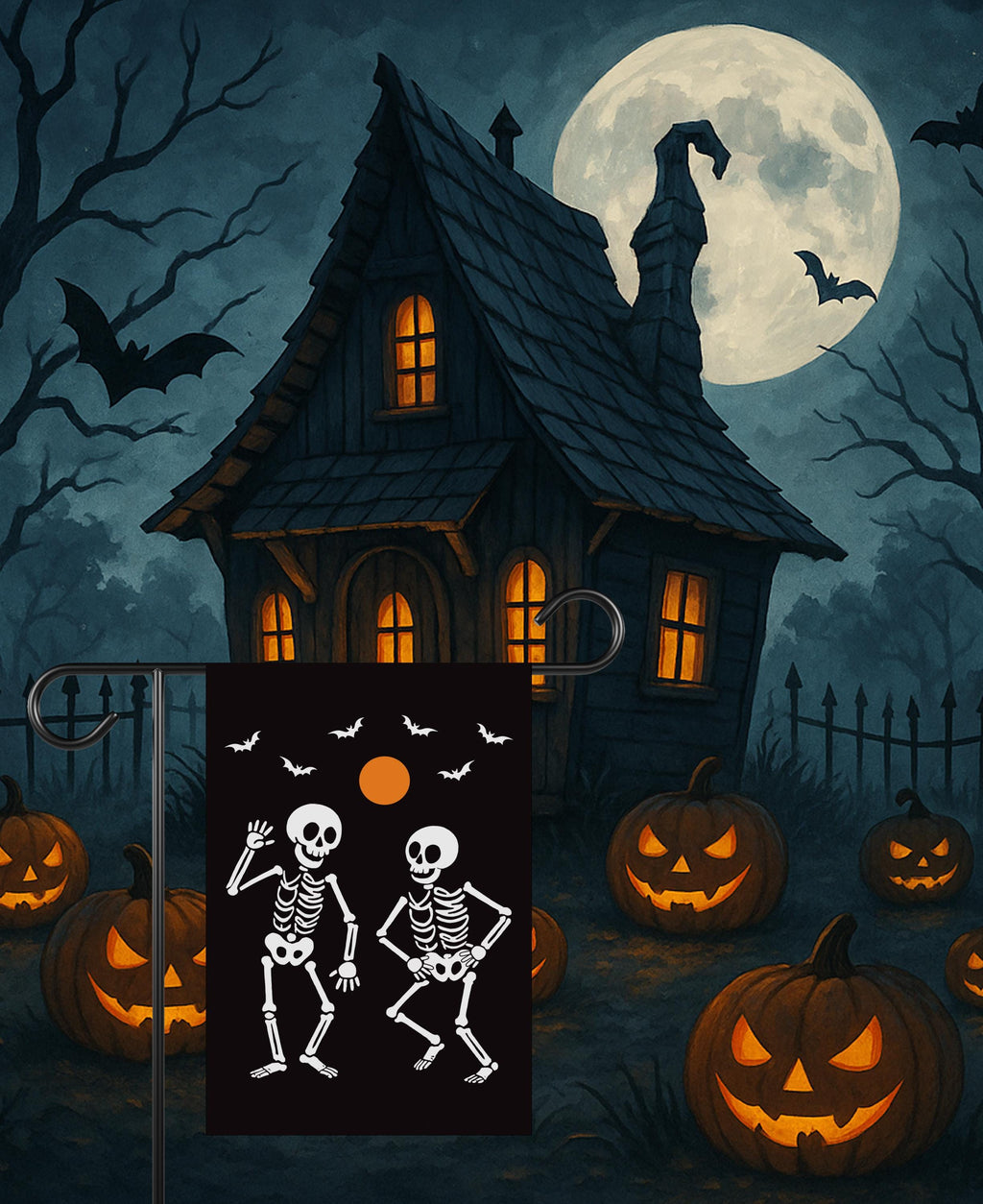 Subtle Anti-Trump Halloween Skeleton Garden Flag, Spooky Season Resist Fascism Yard Flag, Subtle Political Decor, Harvest Fall Outdoor Flag