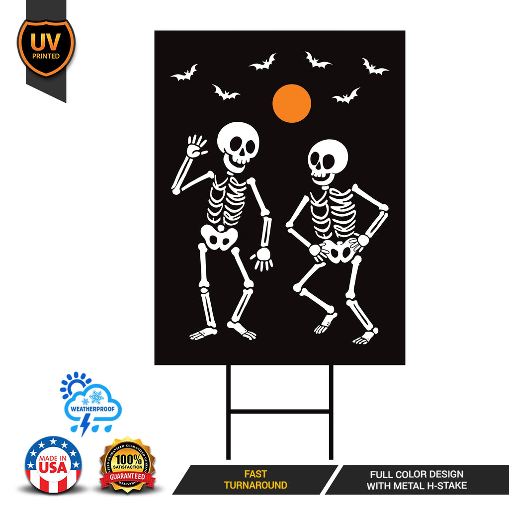 Subtle Anti-Trump Halloween Skeleton Yard Sign, Funny Trump FDT Lawn Sign, Spooky Season Resist Fascism Harvest Fall Yard Sign with H-Stake