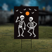 Subtle Anti-Trump Halloween Skeleton Yard Sign, Funny Trump FDT Lawn Sign, Spooky Season Resist Fascism Harvest Fall Yard Sign with H-Stake
