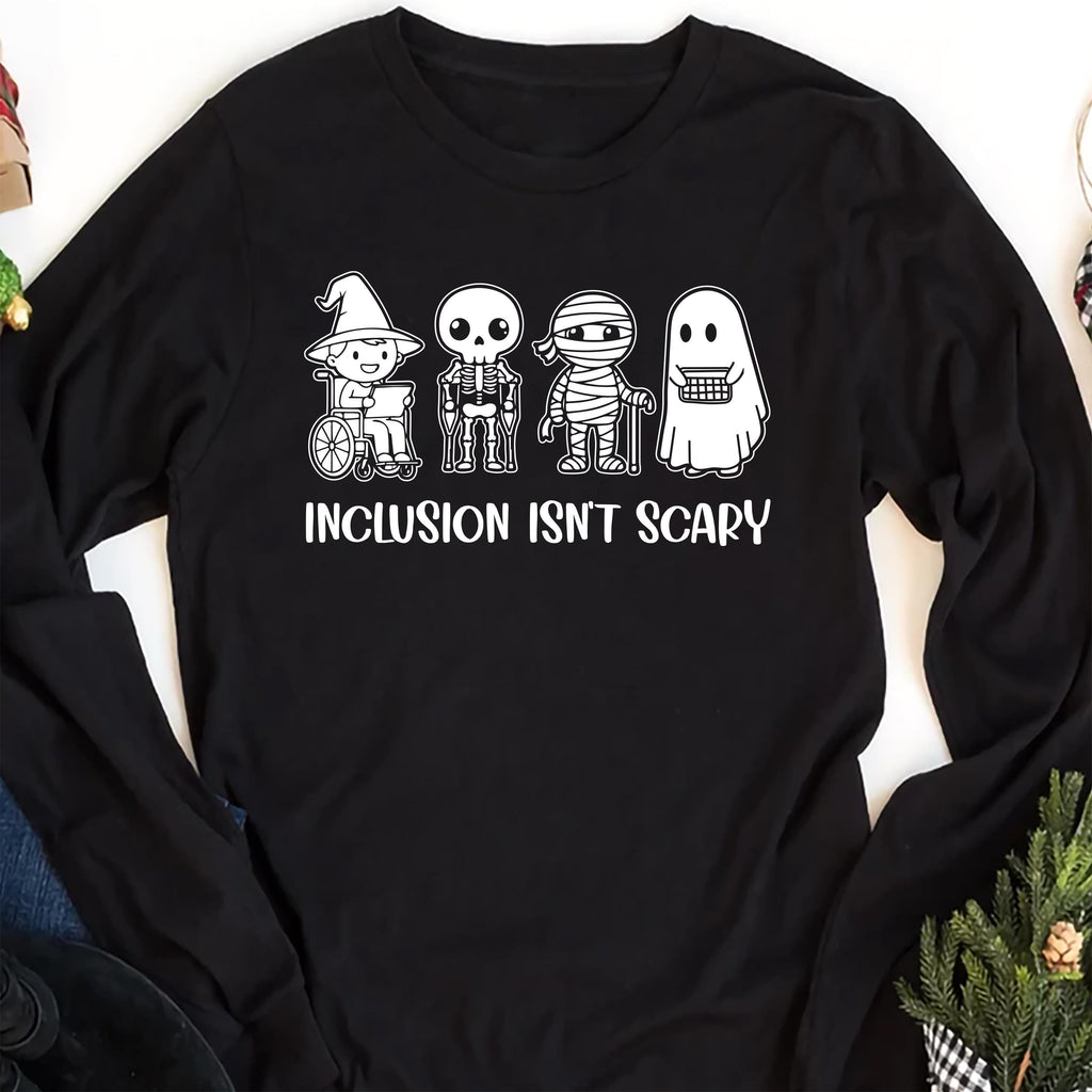 Inclusion Isn’t Scary Halloween Long Sleeve Shirt, SLP Halloween Shirt, Special Ed Teacher Tee