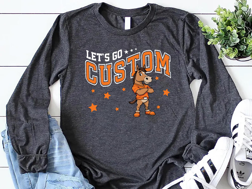Custom Mascot Retro Long Sleeve Shirt, Booster School Spirit Shirt, Cheer Team Mascot Tee