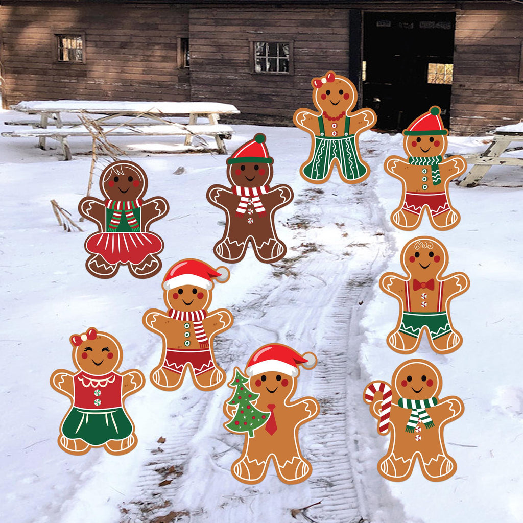 Christmas Gingerbread Man Yard Signs with Metal Stakes, Holiday Lawn Decorations, Outdoor Patio Garden Walkway Xmas Party Décor