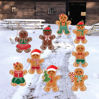 Christmas Gingerbread Man Yard Signs with Metal Stakes, Holiday Lawn Decorations, Outdoor Patio Garden Walkway Xmas Party Décor