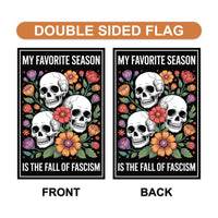 Fall of Fascism Garden Flag, Political Halloween Skull Yard Flag, Anti-Fascist Floral Decor, Spooky Fall Statement Outdoor Protest Flag