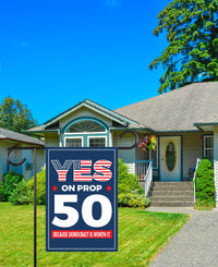 Yes on Prop 50 Garden Flag, Election Rigging Response Act Yard Flag, Anti-Gerrymandering California Flag, Political Outdoor Lawn Banner