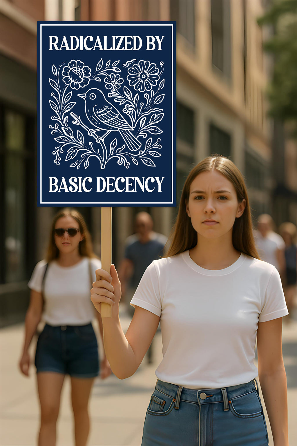 Radicalized by Basic Decency Protest Sign, Anti-Trump, Immigrants Rights, Political Activist Rally Sign, Resist Fascism Protest Poster