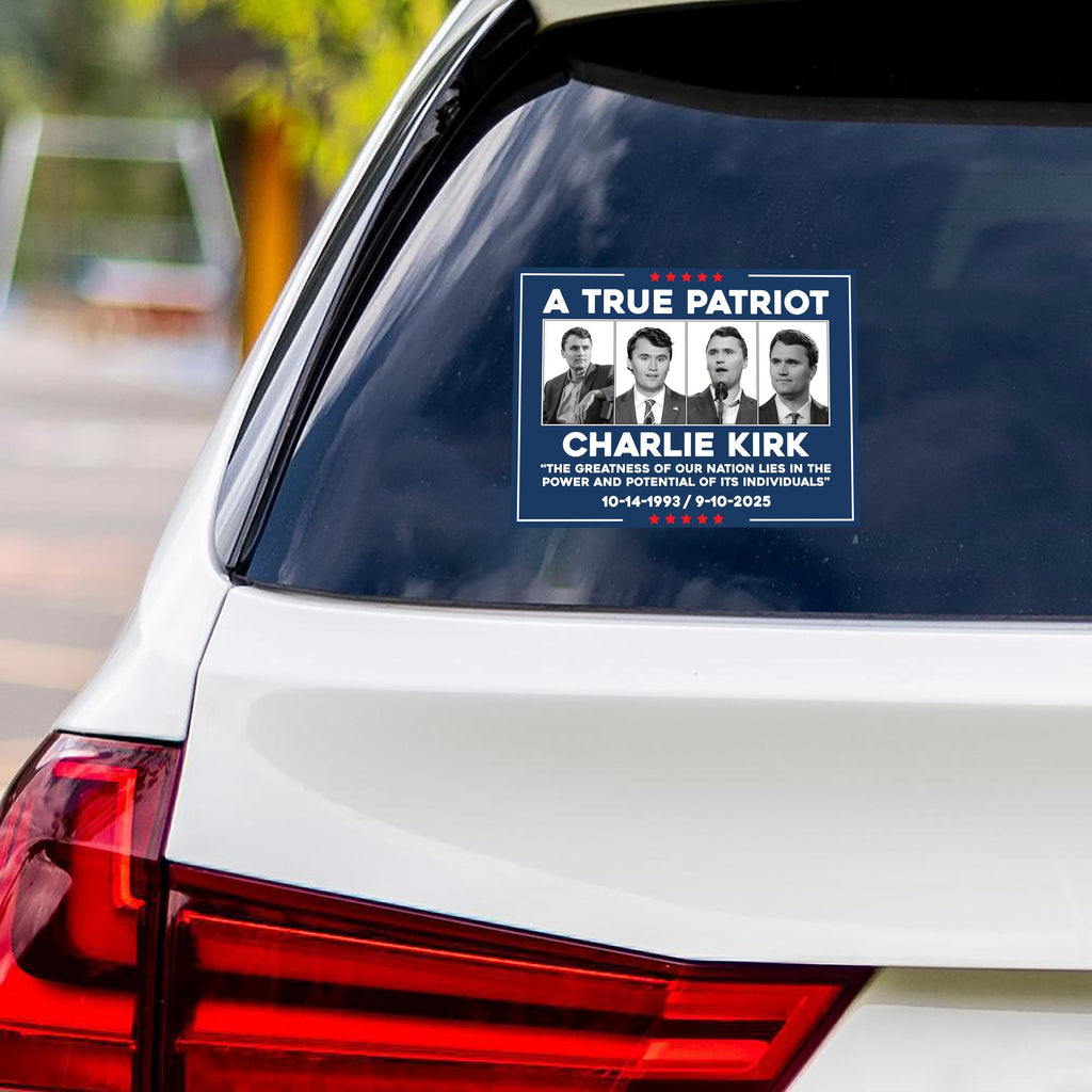 Justice for Charlie Vinyl Sticker, A True Patriot Charlie Kirk Political Decal, Bumper Sticker, 6" x 4.5"