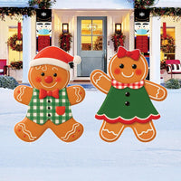 Gingerbread Yard Stakes, Outdoor Christmas Lawn Signs with Metal Stakes, Cute Holiday Garden Patio Pathway Xmas Gingerbread Décor