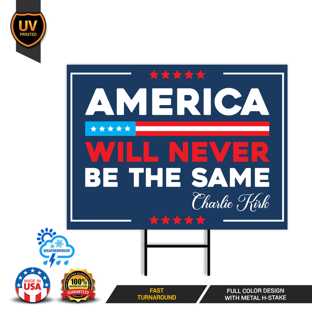 Justice for Charlie Yard Sign, A True Patriot Charlie Kirk Sign, Charlie Kirk Is My Hero Sign, Charlie Kirk Freedom Sign with Metal H-Stake