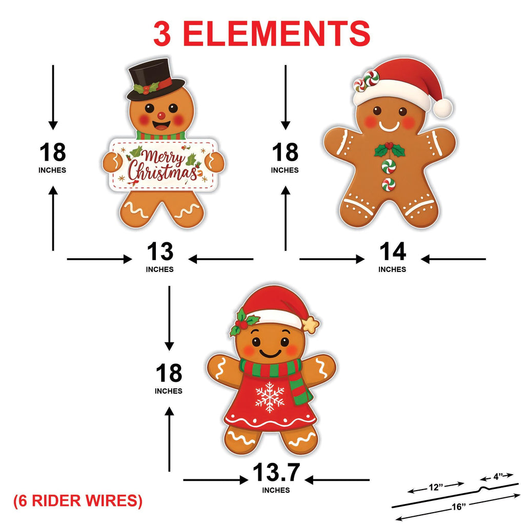 Gingerbread Christmas Yard Signs, Outdoor Holiday Lawn Decorations with Stakes, Waterproof Xmas Garden Pathway Décor for Winter Party