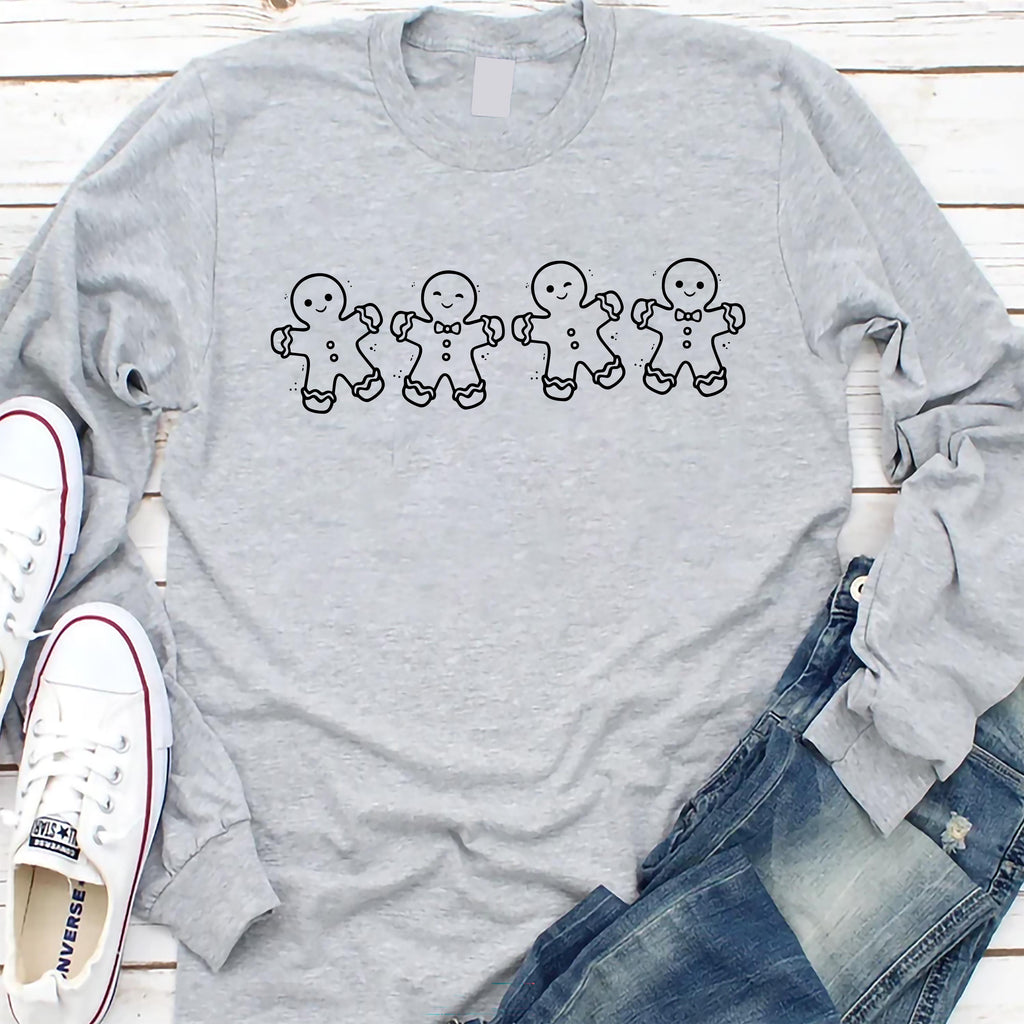 Christmas Gingerbread Cookies Long Sleeve Shirt, Festive Holiday Outfit Shirt, Women’s Xmas Tee