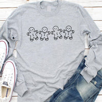 Christmas Gingerbread Cookies Long Sleeve Shirt, Festive Holiday Outfit Shirt, Women’s Xmas Tee